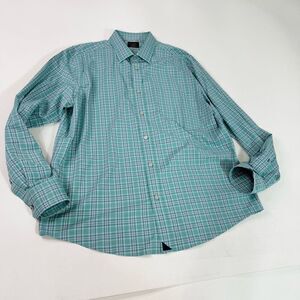 Untuckit Shirt Mens XL Gerard Slim Fit Nylon Green Plaid Button Up Long Sleeve